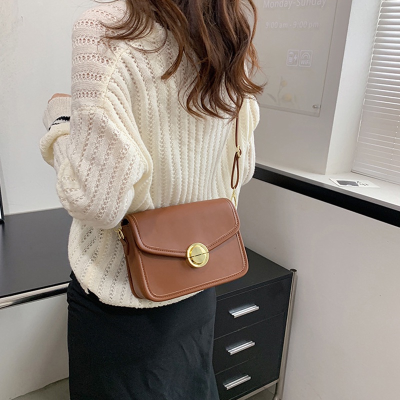 Túi Đeo Chéo Hình Vuông Nhỏ Màu Khối Cao Cấp Phong Cách Hàn Quốc Cho Nữ