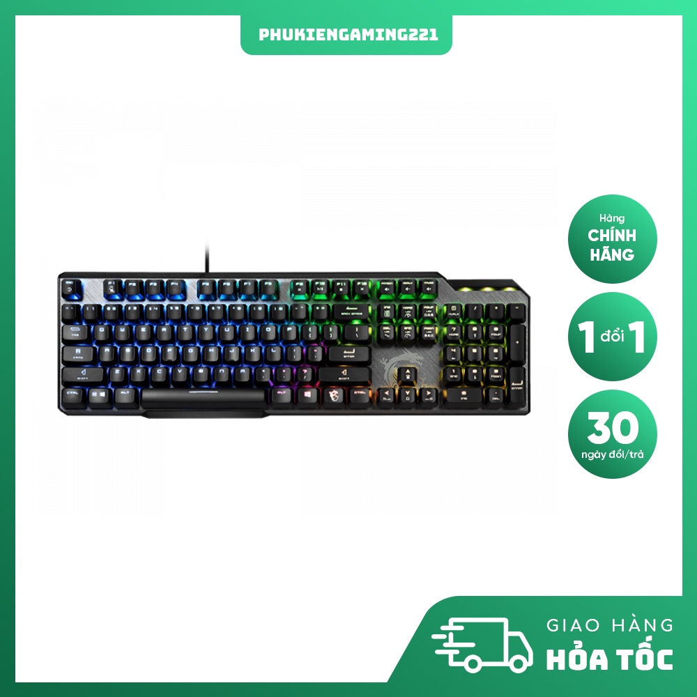 Bàn Phím Cơ Máy Tính Chơi Game Có Dây - MSI Gaming GK50 Elite Kailh Blue / Kaihbox White - Hàng Chính Hãng
