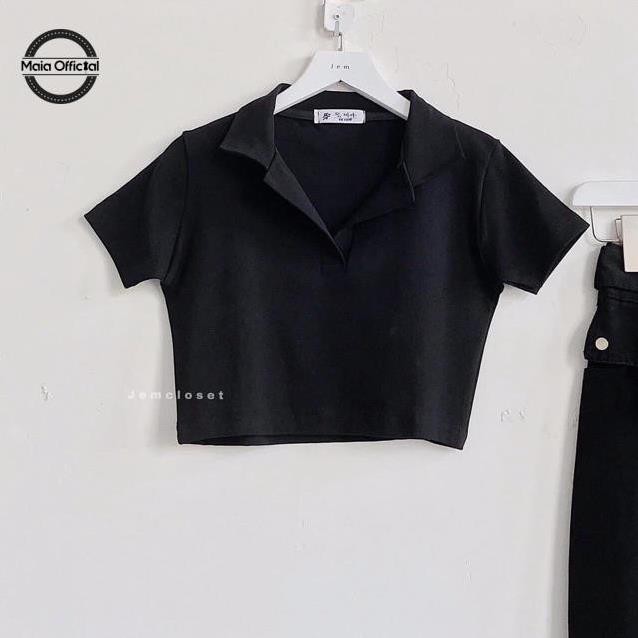 Áo thun Maia Official (2 màu), chất thun co dãn nhẹ, cổ đức, form croptop cực xinh, dễ phối đồ