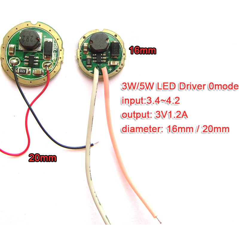 Đèn Pin 3w 5w 1.5v ~ 4.2v Đầu Ra 3v 1.2a 20mm / 16mm Cho Cree 3w Xpe R3 Xre Q5 / 5w Xpg2 Xte R5