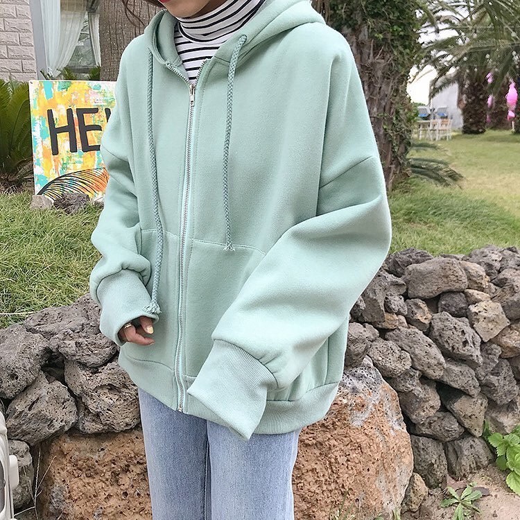 Áo Hoodie Zip Ulzzang Chất Đẹp - Áo khoác nỉ bông khóa kéo 6 màu siêu xinh Unisex Nam Nữ Hàn Quốc | BigBuy360 - bigbuy360.vn