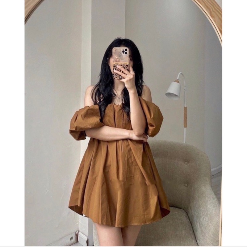 Áo váy trễ vai tay bồng dễ phối đồ phong cách quyến rũ Aimee closet