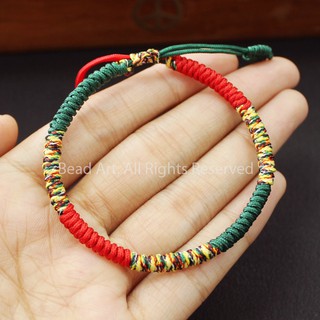 Vòng Tay Dây Ngũ Sắc Thắt Chỉ Màu Tibet Handmade (ĐỎ-NGŨ SẮC-XANH LÁ), Vòng Tay Phong Thuỷ, Chuỗi Hạt S45 - Bead Art