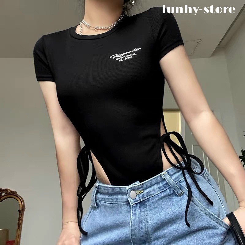 Áo Bodysuit Áo Croptop Hai Dây Khoét Eo Tôn Dáng Chất Cotton Mịn Siêu Đẹp