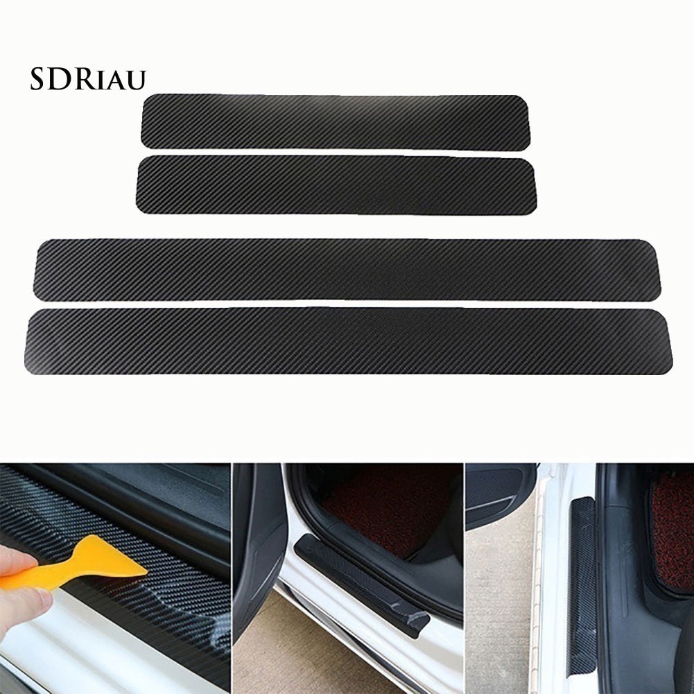 Set 4 sticker bằng carbon 4D chống trầy bảo vệ cho cửa xe hơi