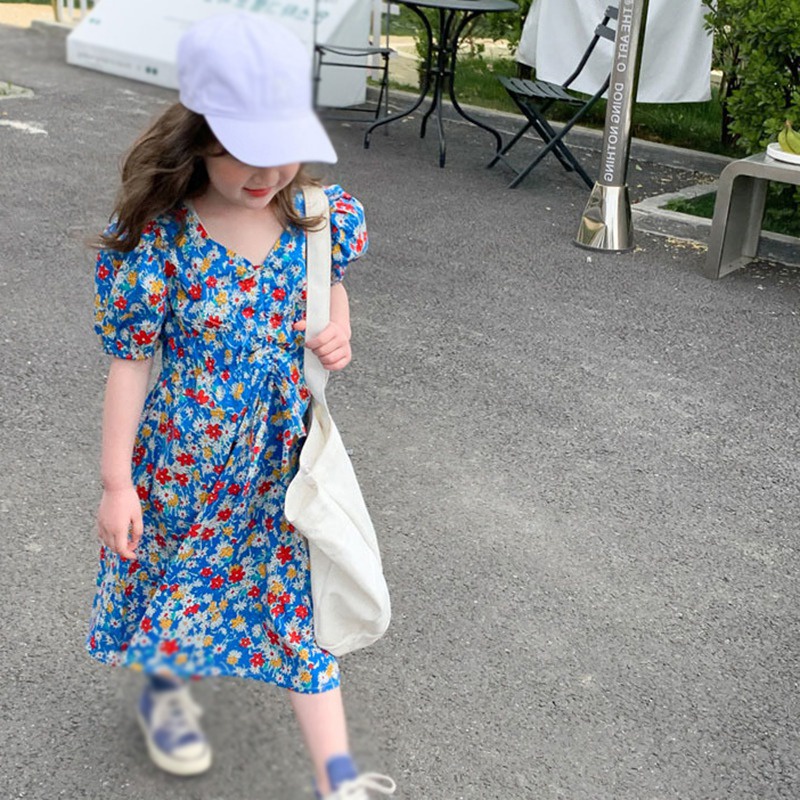 Đầm Công Chúa Se7en Ngắn Tay In Hoa Kiểu Hàn Quốc Hợp Mùa Hè