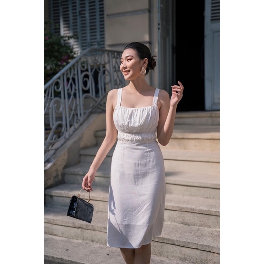 Ceci Cela - Đầm Dây Nhún Ngực Trắng Fani