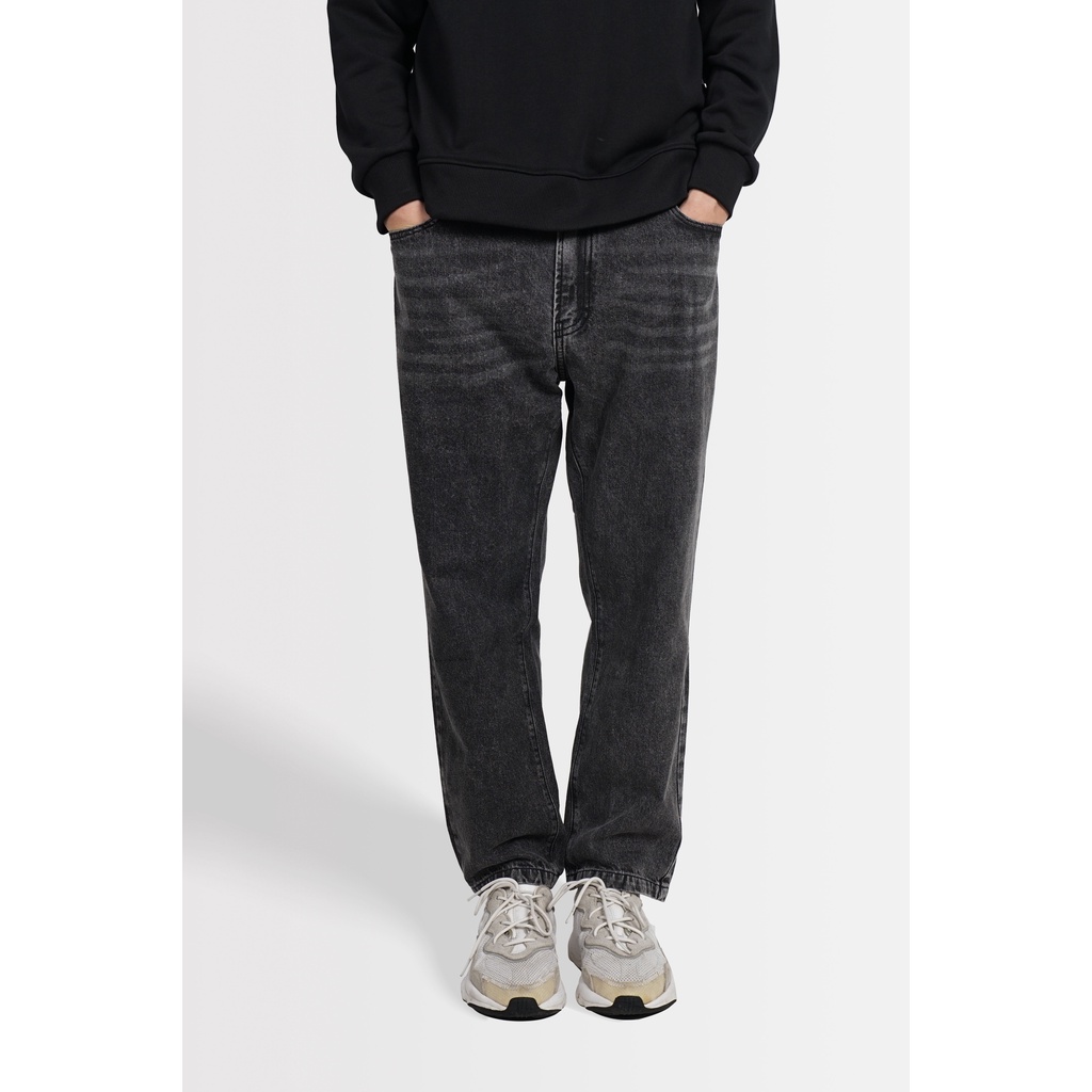 Quần Jean Nam Xám Trơn Phom Cơ Bản Vải Denim - EMAS Regular Tapered/Wash Grey