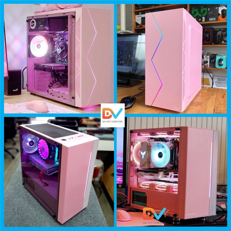 Case máy tính LED Màu Hồng CPU Core i7 3770 / i5 3320 / i3 3220 / Ram 4-8GB/ SSD 120-240GB ... Tặng Phím chuột, thu wifi