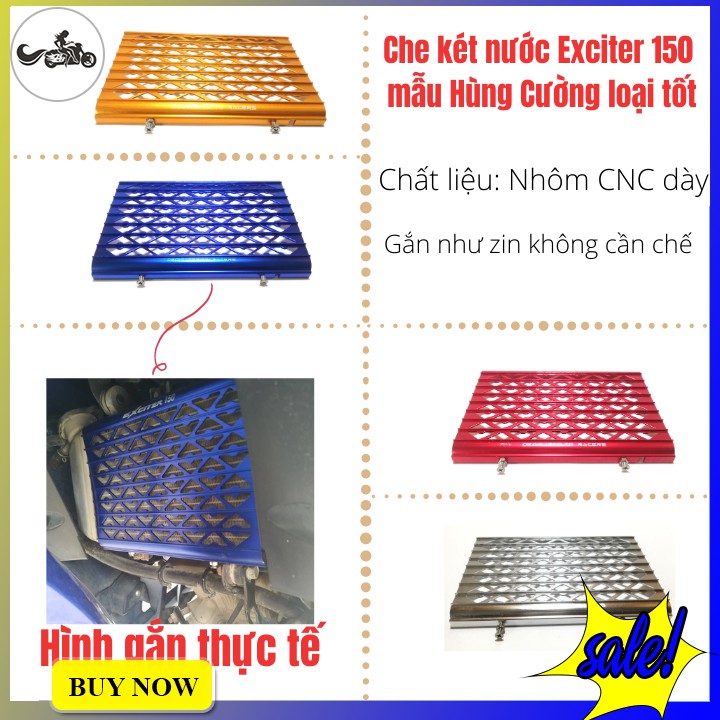 Che két nước EX150 mẫu Hùng Cường nhôm dày CNC bảo vệ két nước tốt hơn