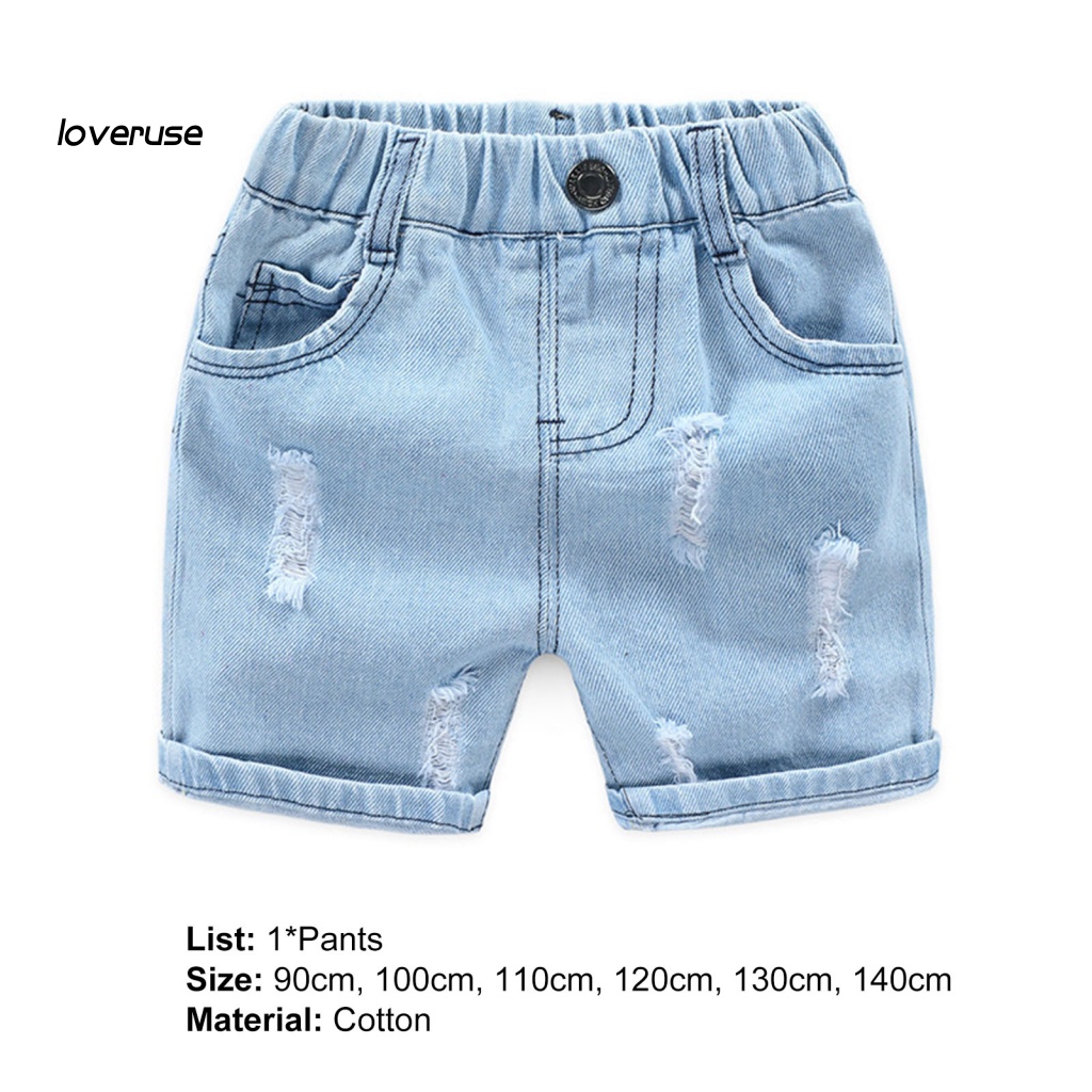 Quần Short Jean Rách Cá Tính Thời Trang Phong Cách Hàn Quốc Cho Bé Trai