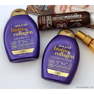 Dầu gội/ xả trị rụng tóc ogx thick & full biotin & collagen 385ml