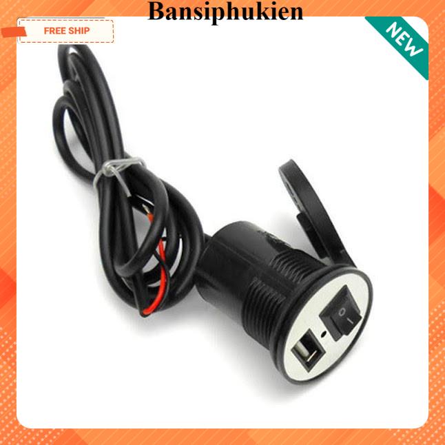 bộ sạc điện thoại trên xe máy chống nước có công tắc tiêu chuẩn cd 3104