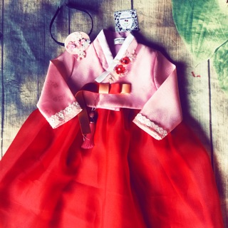 bộ váy Hanbok cho bé ảnh thật kèm bờm