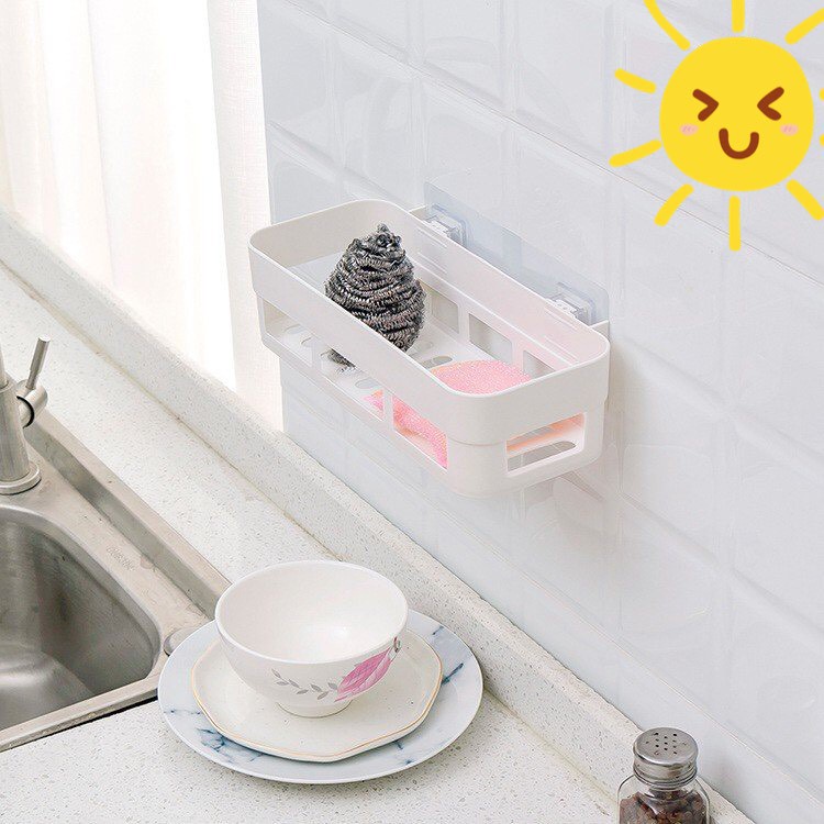 Khay Đựng Vật Dụng Dán Tường Không Cần Khoan Tường, Kệ Nhựa Hình Chữ Nhật Để Đồ Nhà Bếp Nhà Tắm Đa Năng 88230