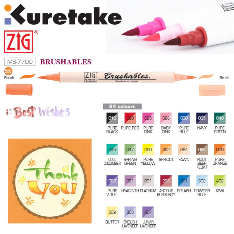 [Mã LIFEXANH03 giảm 10% đơn 500K] BÚT KURETAKE ZIG BRUSHABLES 2 ĐẦU