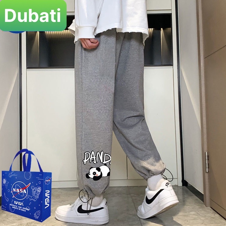 QUẦN JOGGER NAM NỮ UNISEX CHẤT NỈ DÀY DA CÁ ỐNG SUÔNG RỘNG  IN HÌNH GẤU TRÚC PANDA RÚT DÂY PHONG CÁCH XỊN SÒ - DUBATI FA