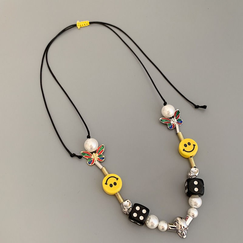 Dây chuyền mặt đầu lâu xúc xắc mặt cười ngọc trai nhân tạo bướm thời trang hip hop dành cho cả nam và nữ 23157