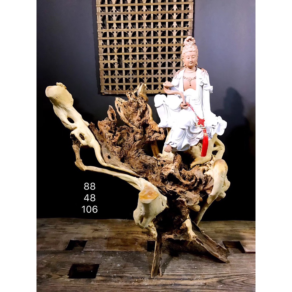 Tượng Mẹ Quan Thế Âm Cỡ lớn cầm gậy như ý  ngồi thiền tịnh tâm- tượng gốm tử sa cao cấp