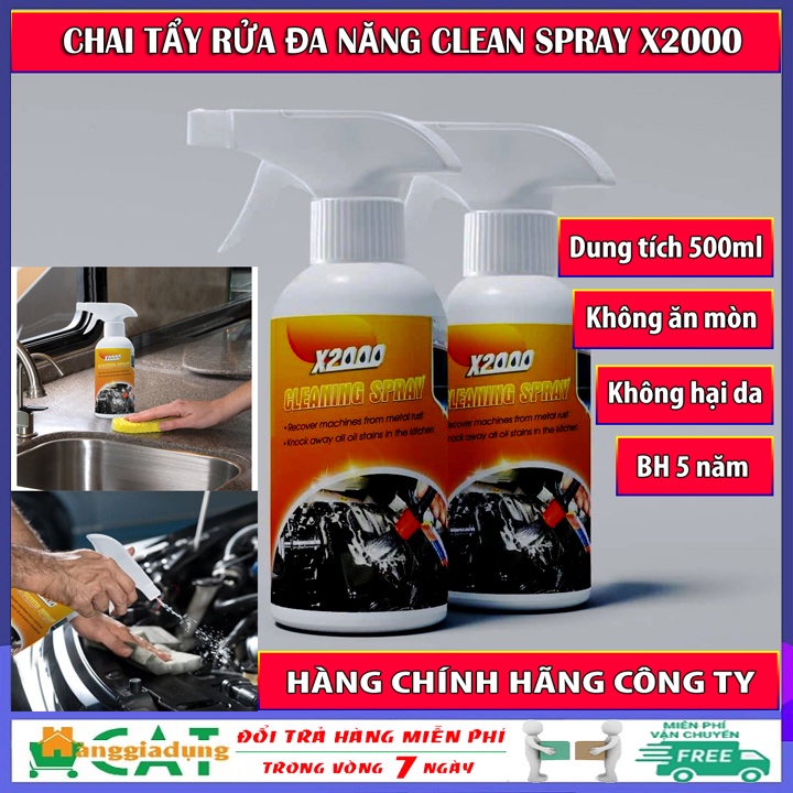 [Loại tốt] Chai xịt tẩy rửa nhà bếp đa năng siêu sạch Clean Spray X2000, nước tẩy rửa đánh bay mọi vết bẩn cứng đầu