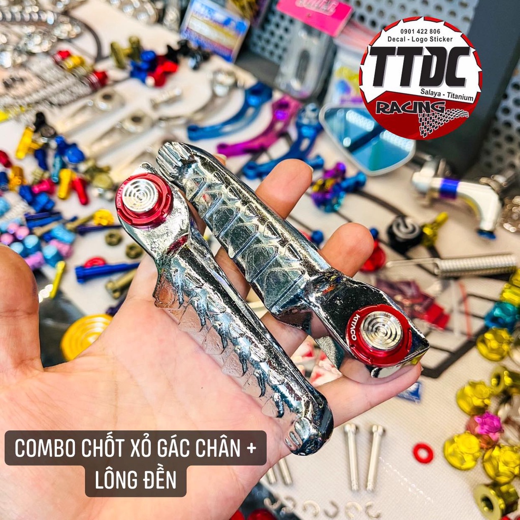 Bộ gác chân kèm lông đền đỏ gắn mọi dòng xe honda ✌🇹🇭
