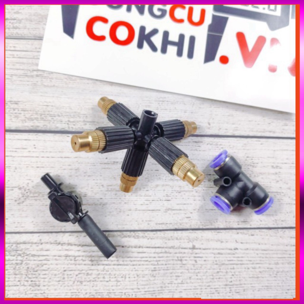 [GIÁ TỐT] 20m dây + 10 Béc phun sương 5 tia đồng, có chống nhỏ giọt kèm kết nối nhanh ống 8mm, dùng tưới cây, tưới lan