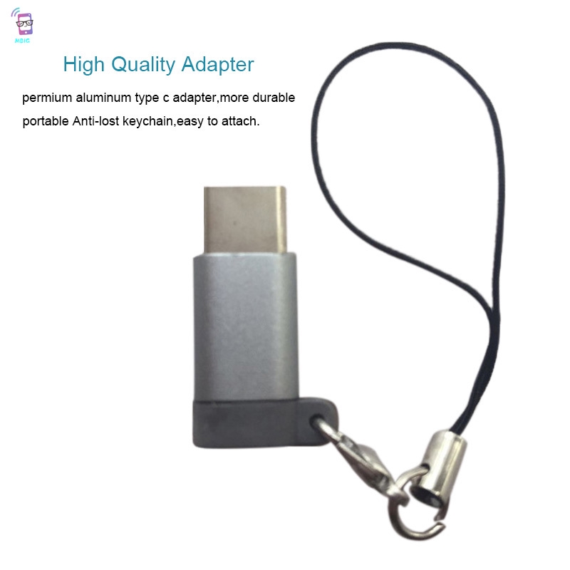 MG 2 Pcs USB Type C to Micro USB Adapter Aluminum Convert Connector with Keychain for Samsung Galaxy S8 Macbook @vn