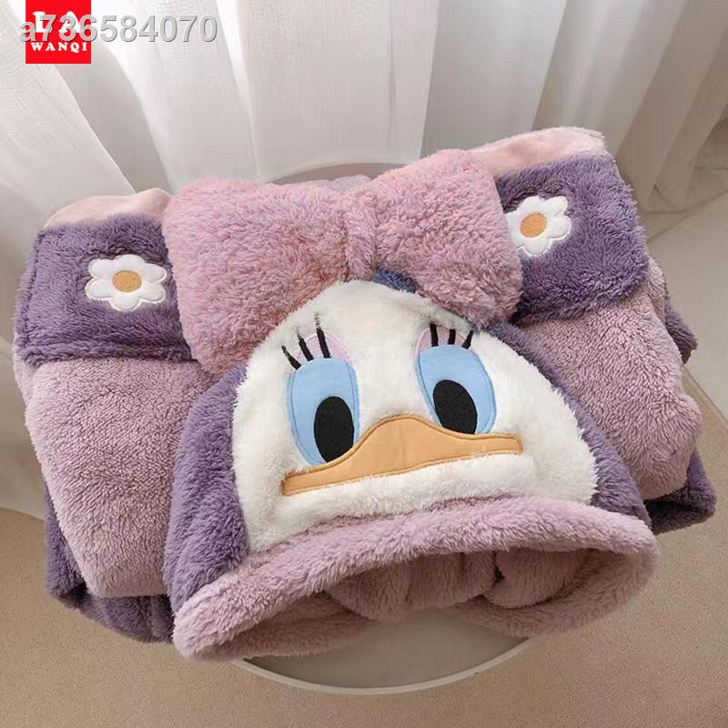 ❆❁Áo choàng tắm dáng dài chất liệu nhung dày dặn hoạ tiết vịt Donald | BigBuy360 - bigbuy360.vn