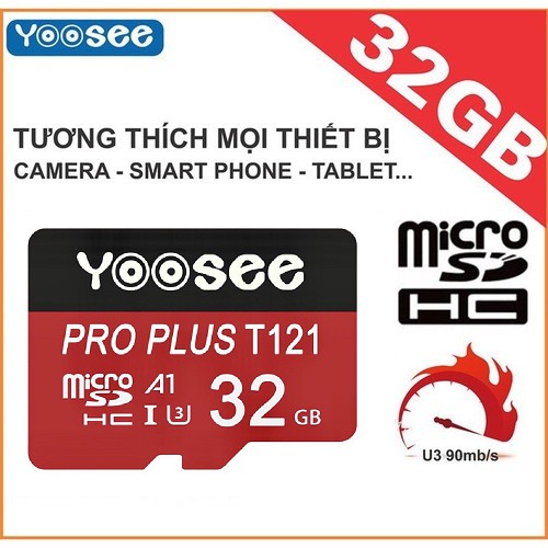 Thẻ nhớ Yoosee 32gb tốc độ cao, bảo hàng 24 tháng - thẻ đỏ