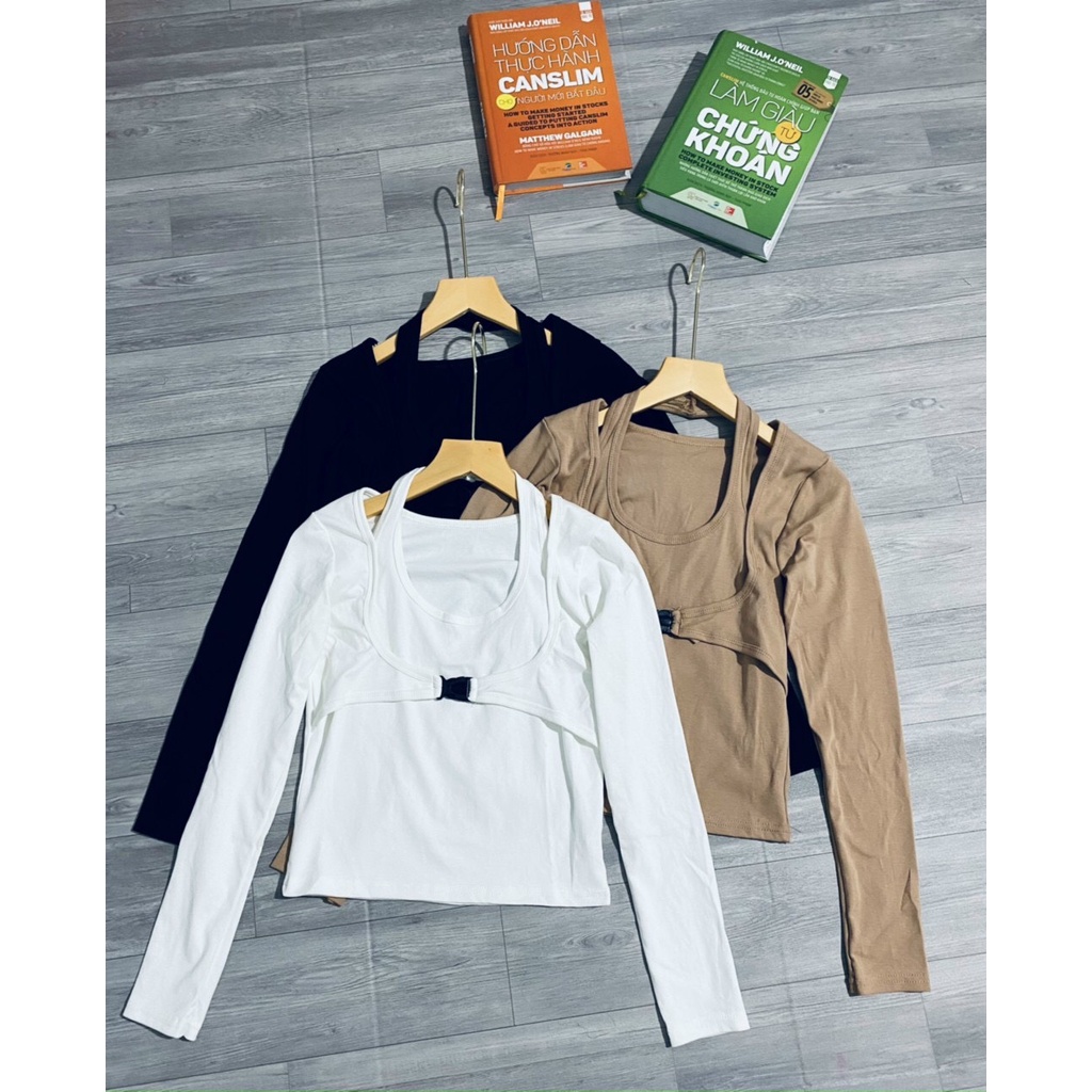 Áo thun croptop giả sét