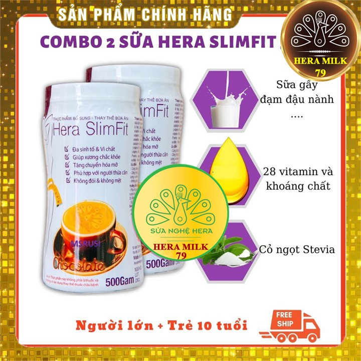 [Cam Kết Giảm Cân Hiệu Quả] Combo 2 Hộp Sữa Giảm Cân Hera Slimfit Cao Cấp 500g,Đẹp Dáng-Sáng Da,giảm mỡ bụng