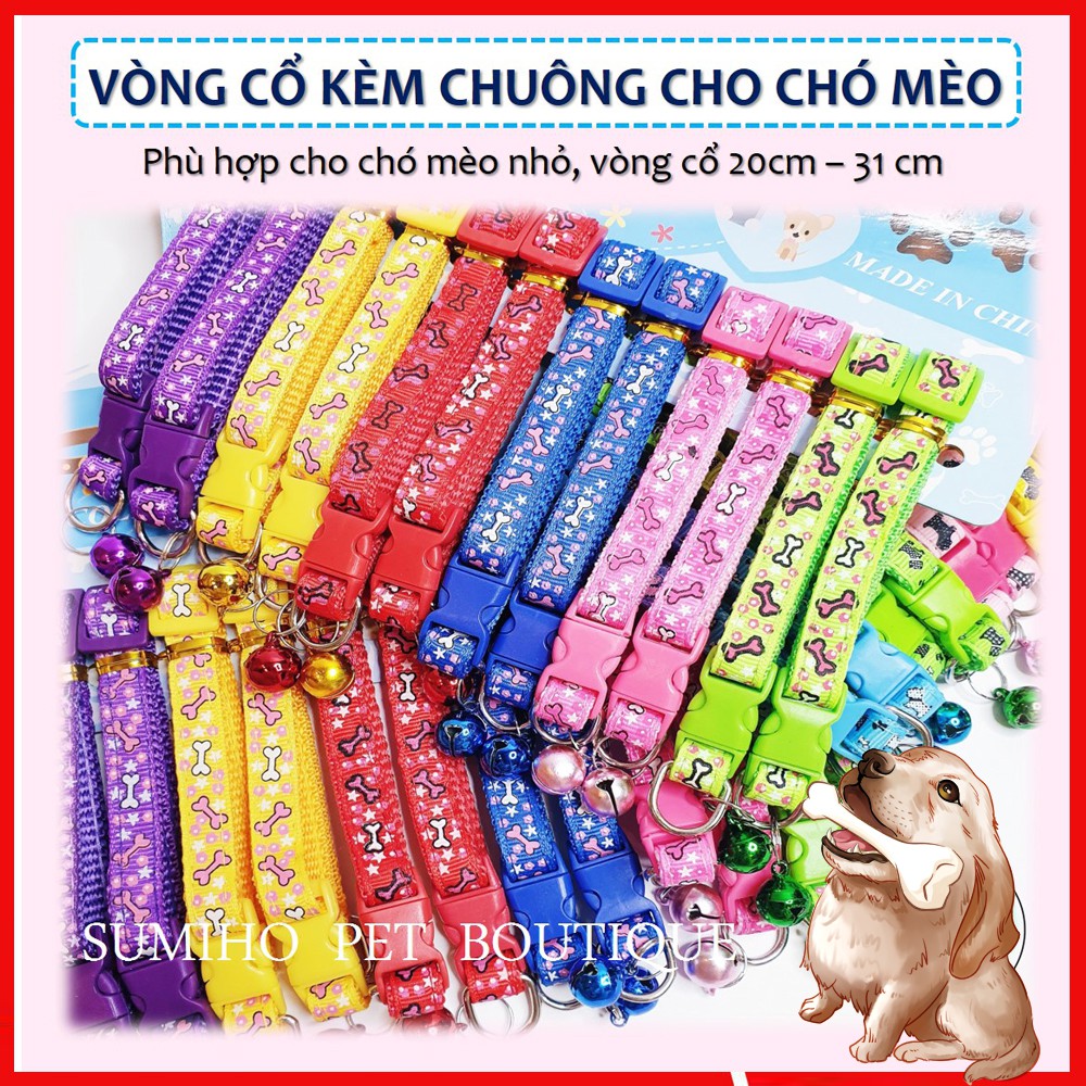 Vòng cổ có chuông cho chó mèo (cho các bé có vòng cổ 20-31cm) (Giao màu ngẫu nhiên)