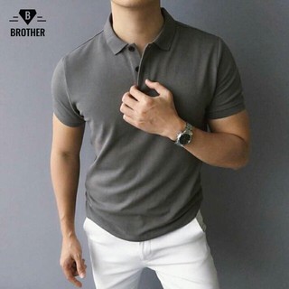 Áo Thun Nam Trơn Đẹp Áo Phông Nam Basic Vải Dày Mịn Màu Xám Đậm ( Cổ bẻ )