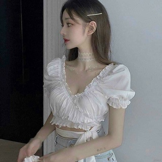 Áo kiểu voan cổ v dây dài cột eo