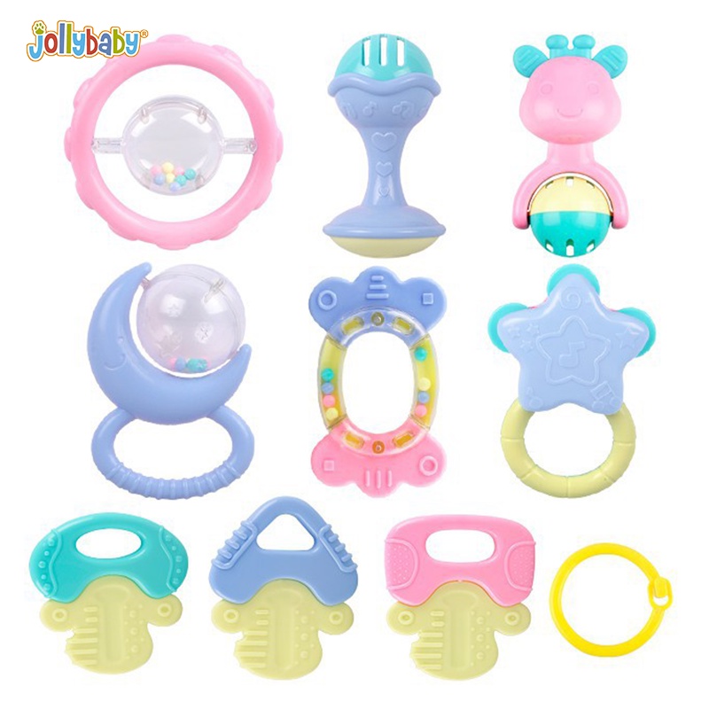 Set 6 đồ chơi ngậm mọc răng JOLLYBABY chất liệu an toàn không độc hại làm quà tặng Giáng sinh nhật năm mới cho em bé