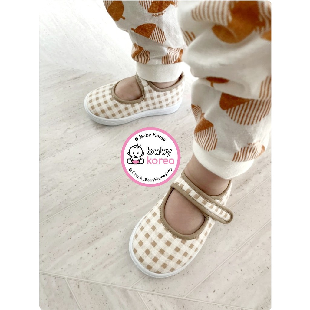 GIÀY VẢI QUAI DÍNH KẺ CARO MADE IN KOREA