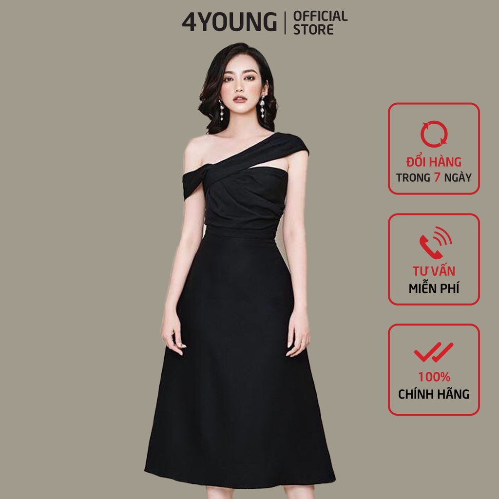 Đầm xèo lệch vai cao cấp dự tiệc thiết kế thời trang 4YOUNG TK95