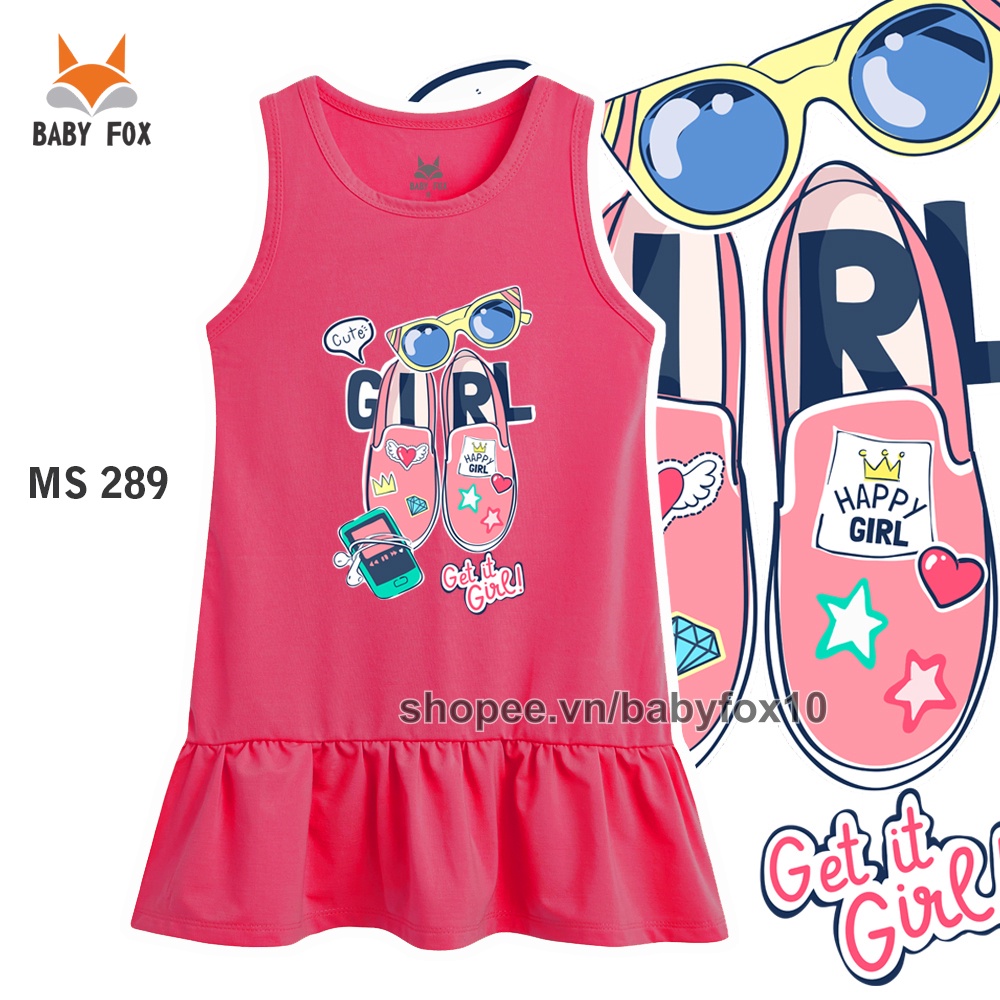 Váy đầm bé gái thun size nhỏ, trung, đại 100% cotton loại tốt, thương hiệu BABY FOX, in hình xinh xắn h