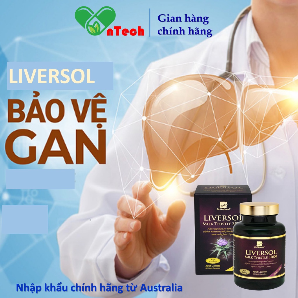 Viên uống bổ gan Dr.Natural LiverSol Milk Thistle Tăng cường chức năng gan mát gan giải độc hạ men gan hộp 60viên