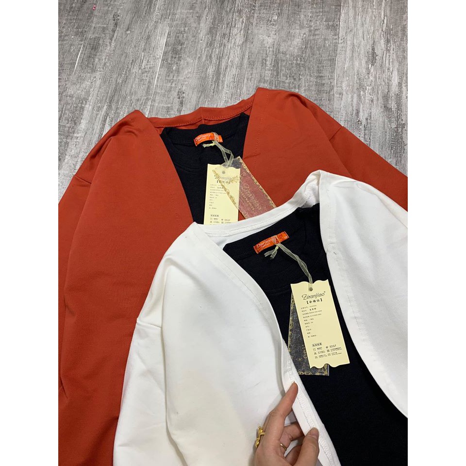 Sét áo khoác cadigan dáng dài mix váy suông trơn