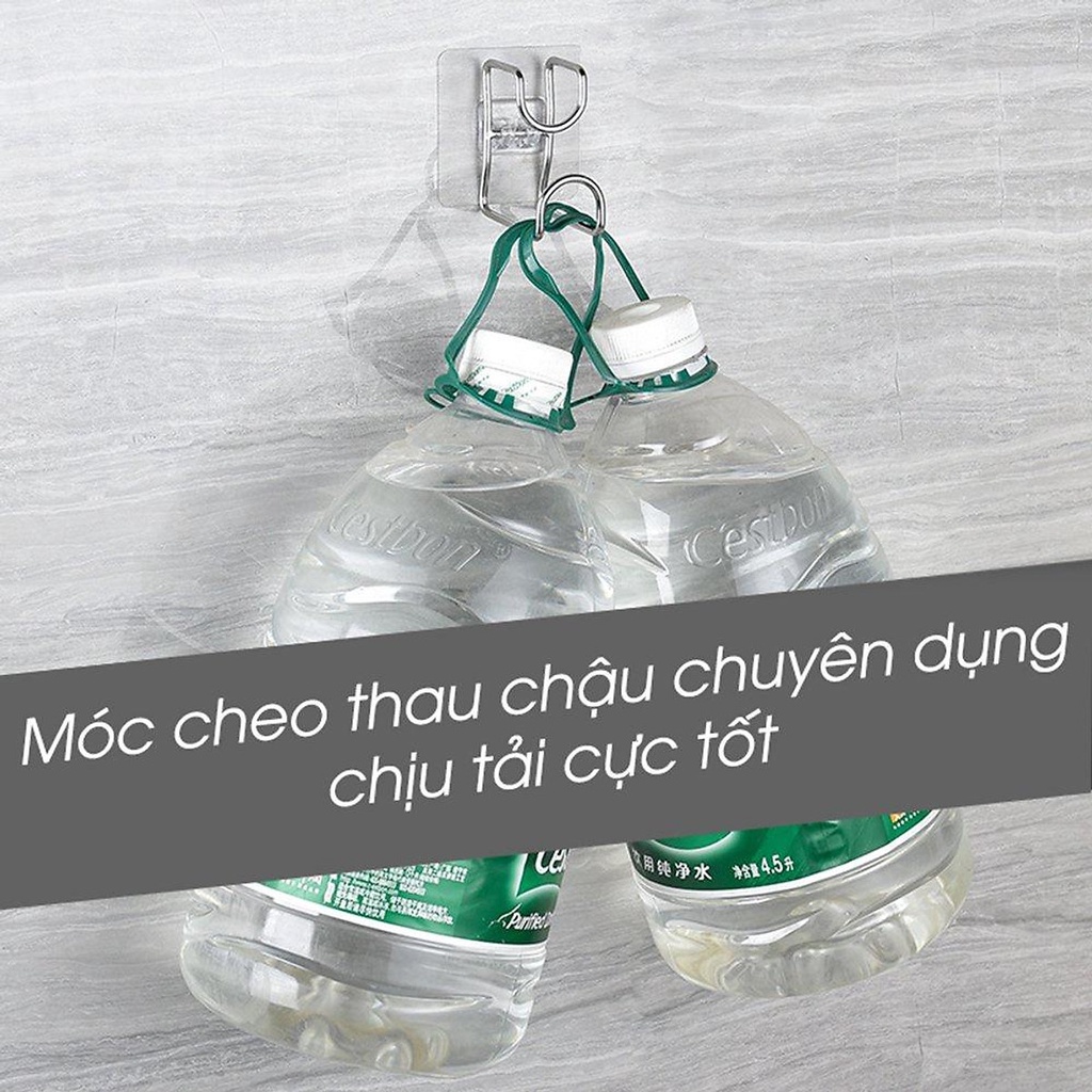Móc treo thau chậu nhà tắm dán tường, móc inox 304, tải trọng 3kg, màu bạc, dễ sử dụng không cần khoan tường, chống nước