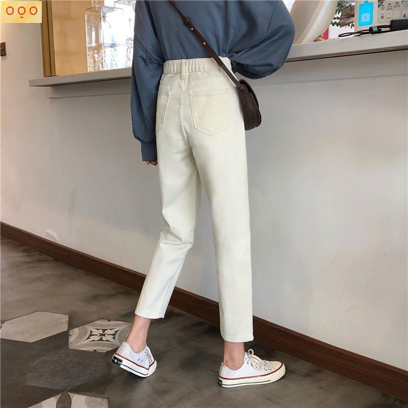 OFF-WHITE Quần Jeans Nữ Lưng Cao Ống Đứng Thời Trang Xuân 2021