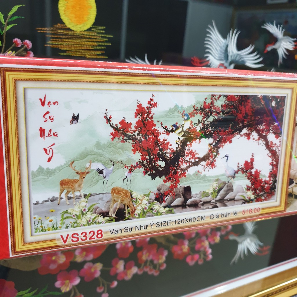 Tranh Đính Đá VẠN SỰ NHƯ Ý (ĐÁ ABC CAO CẤP). Kích Thước: 1m20 x 60cm