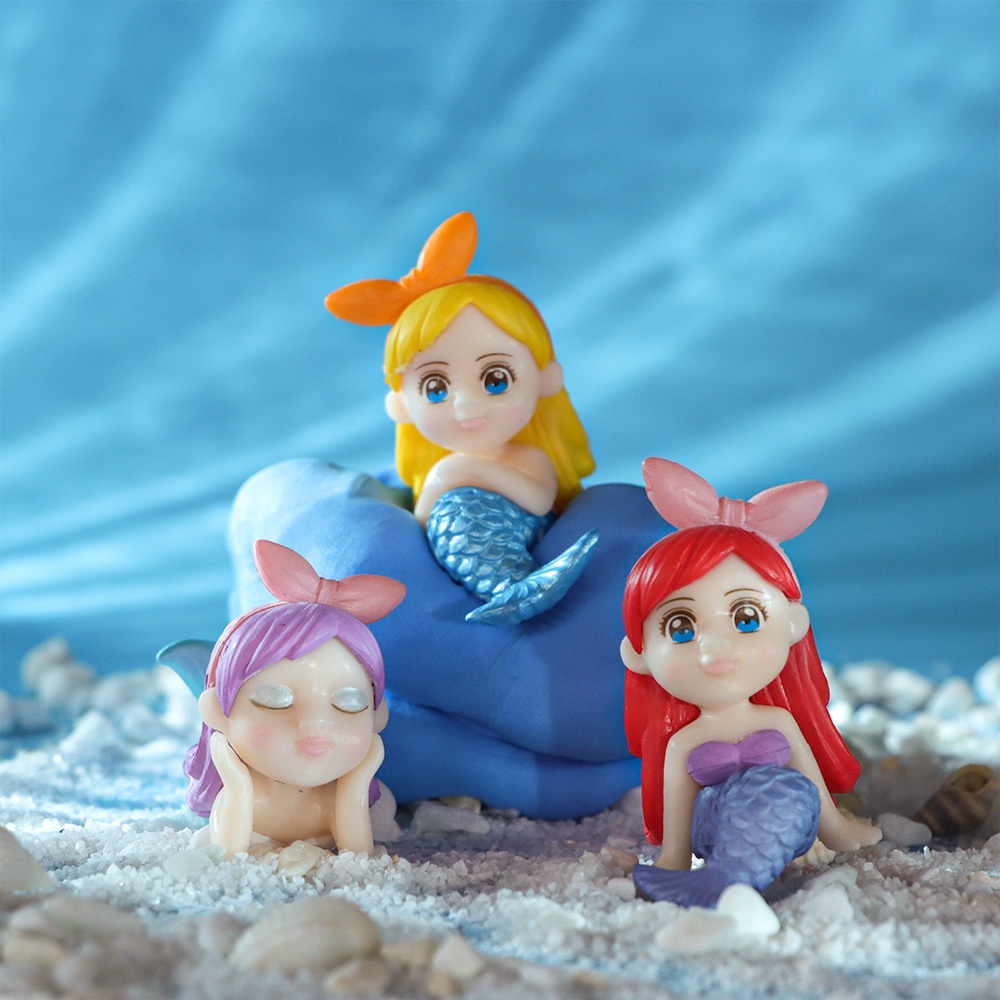 Đồ trang trí Nàng Tiên Cá Thu Nhỏ Nhiều Màu Sắc Dùng Trang Trí Tiểu Cảnh Sân Vườn DIY