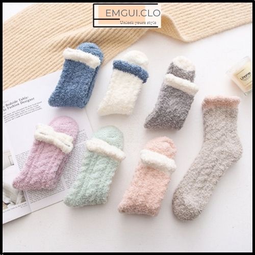 Tất cổ cao nữ, vớ cổ cao len lông cừu cổ bèo phong cách Vintage