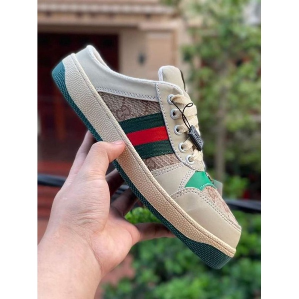 Sục gucci xanh hồng, Giày sneaker GC xanh hồng đạp gót hot trend 2022 đẽ phối đồ bản mới