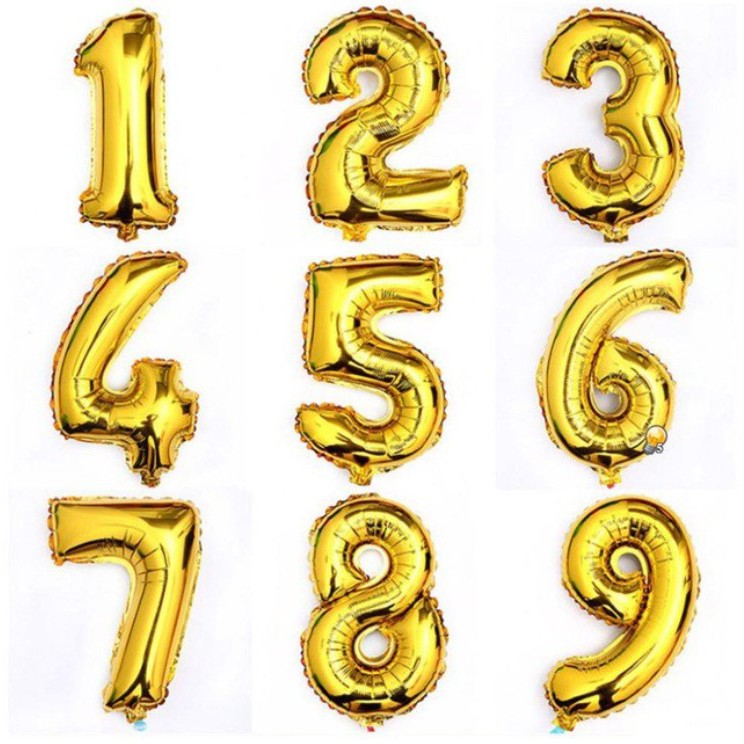 Bong Bóng Hình Chữ Số Nhỏ 40cm trang trí background sinh nhật, Bong Bóng Số Tuổi Trang Trí Tiệc Sinh Nhật Happy Birthday