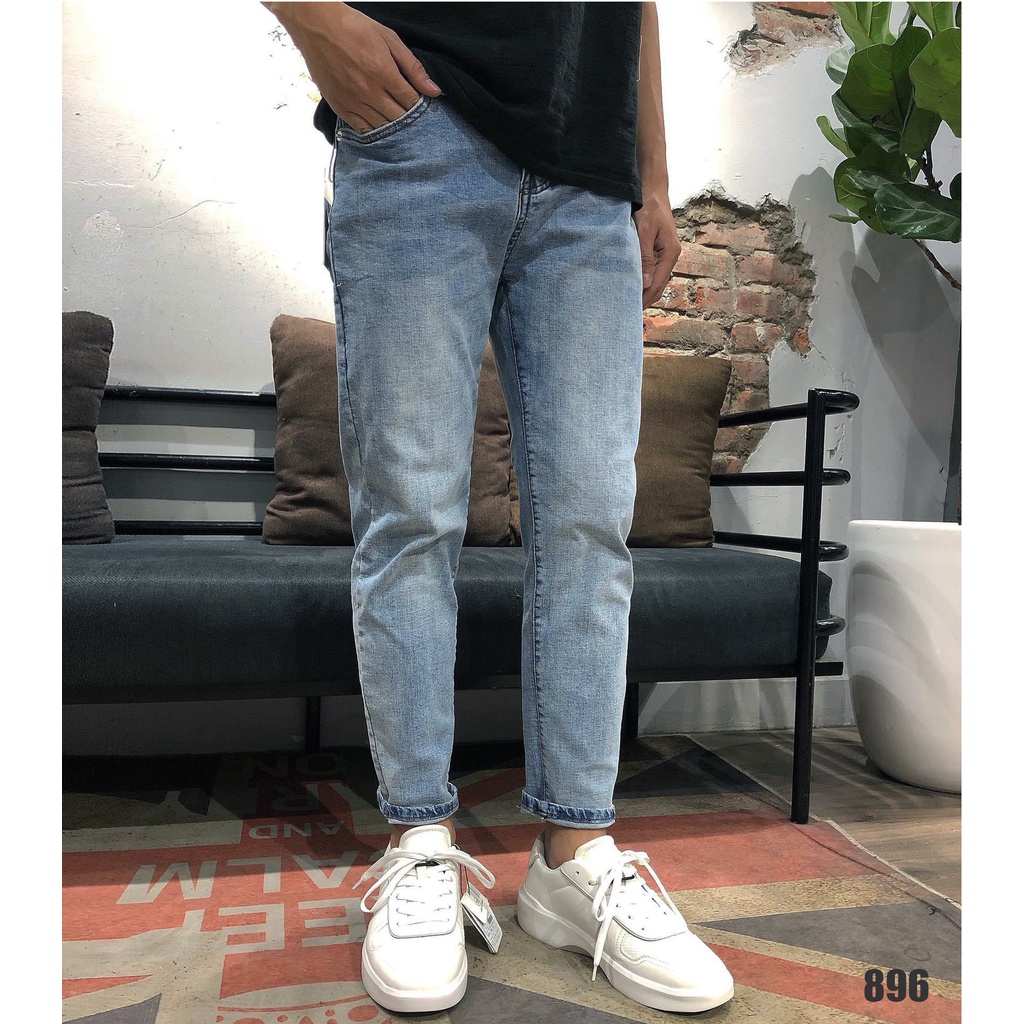 [FreeShip + Xả Kho ] Quần Jean Nam Xanh Trơn Vải Co Giãn, Không Phai Màu Dáng Skinny Trẻ Trung Năng Động - 896 | BigBuy360 - bigbuy360.vn