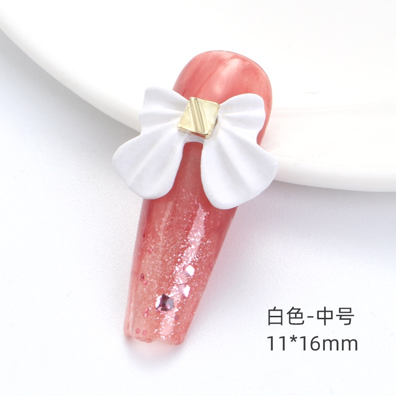 Miếng Dán Móng Tay Kim Loại Ba Chiều Đính Nơ Màu Đỏ Và Đen Phong Cách Nhật Bản