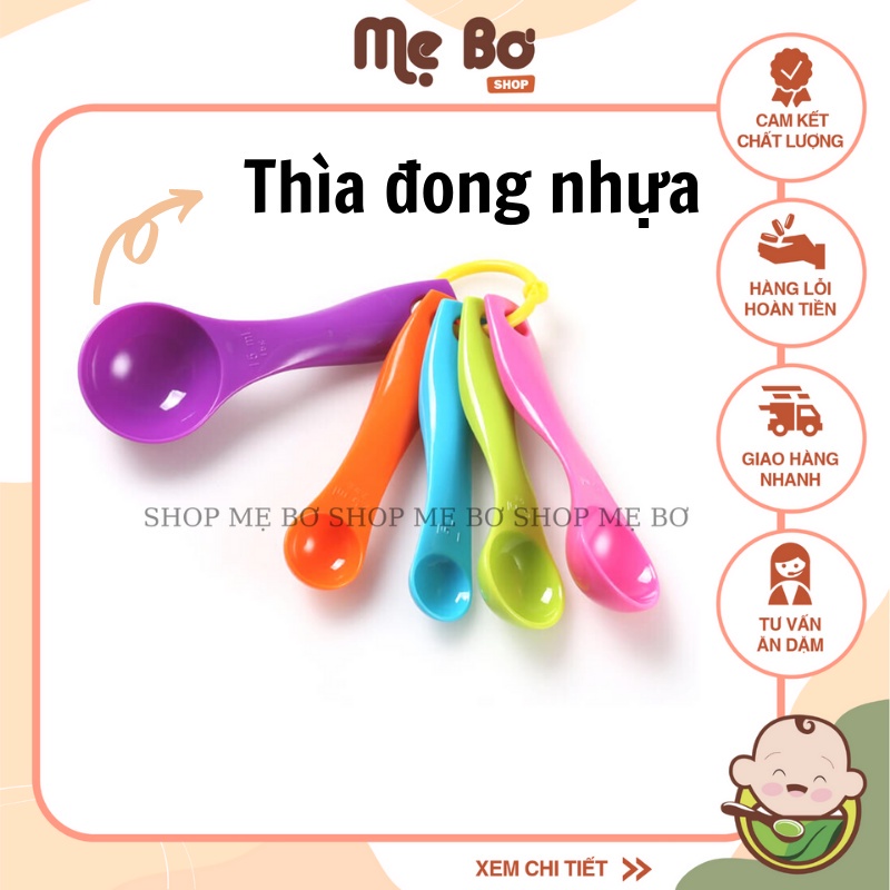 SET 5 THÌA ĐONG NHỰA LÀM BÁNH ĐẸP